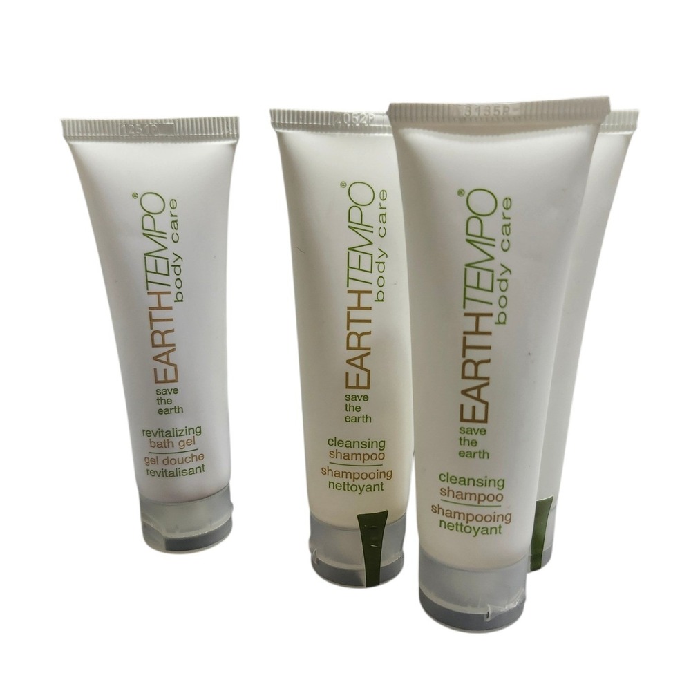 Earth Tempo Body Care Lot of 4 Cleansing Shampoo & Revitalizing Bath Gel 1oz